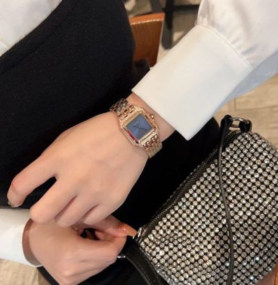 Cartier Panthere De 27*37MM Quartz Movement Grey Dial Square Women Watch